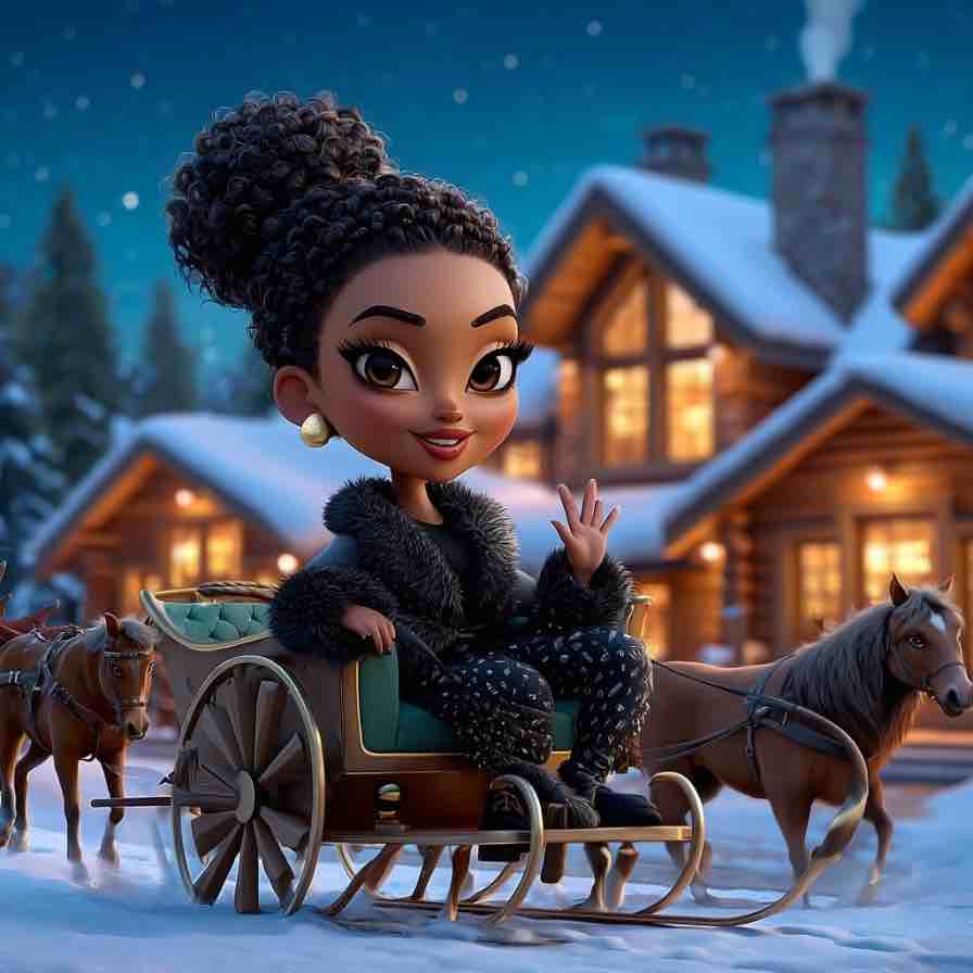 Sienna Waving on Her Christmas Sleigh Sticker