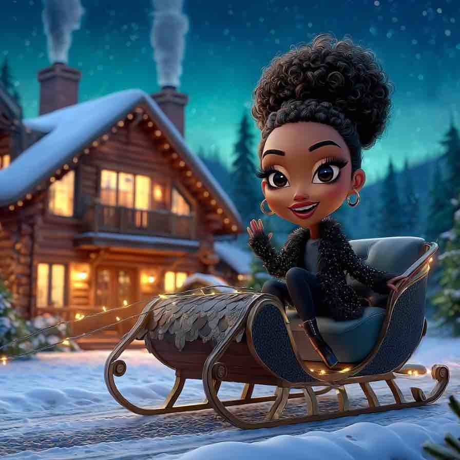 Sienna Waving on Her Christmas Sleigh Sticker