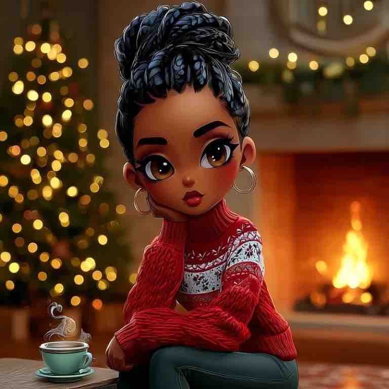 "Festive & Fresh" (Red and white patterned sweater) Stickers